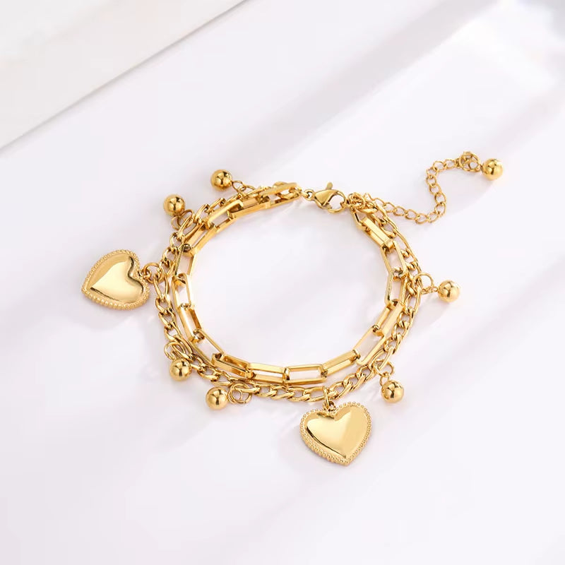 Multi Layered Steel Ball Bean Love Bracelet