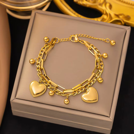 Multi Layered Steel Ball Bean Love Bracelet
