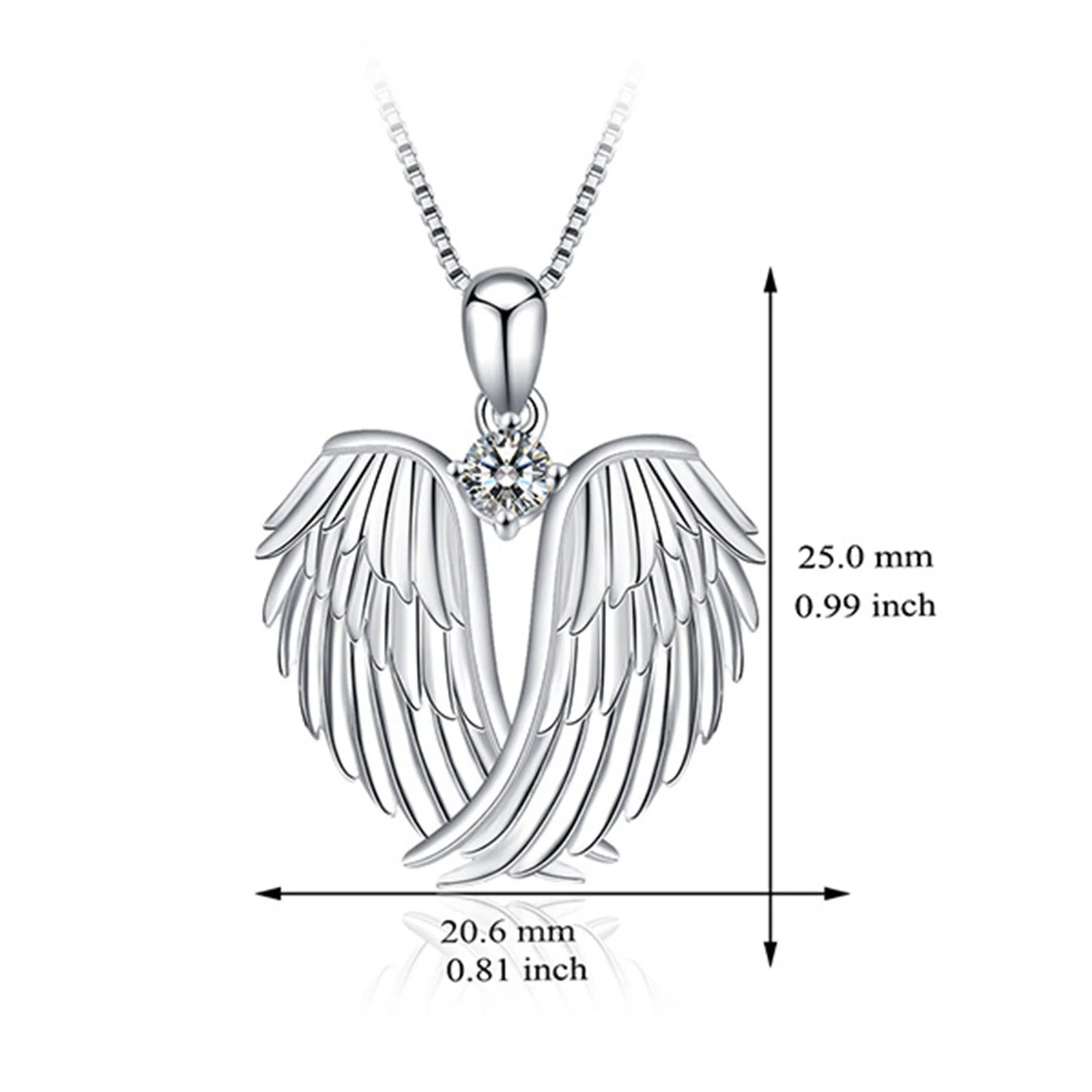 Women Angel Wings Necklace (Silver Guardian Angel Wings Pendant Birthstone Necklace)