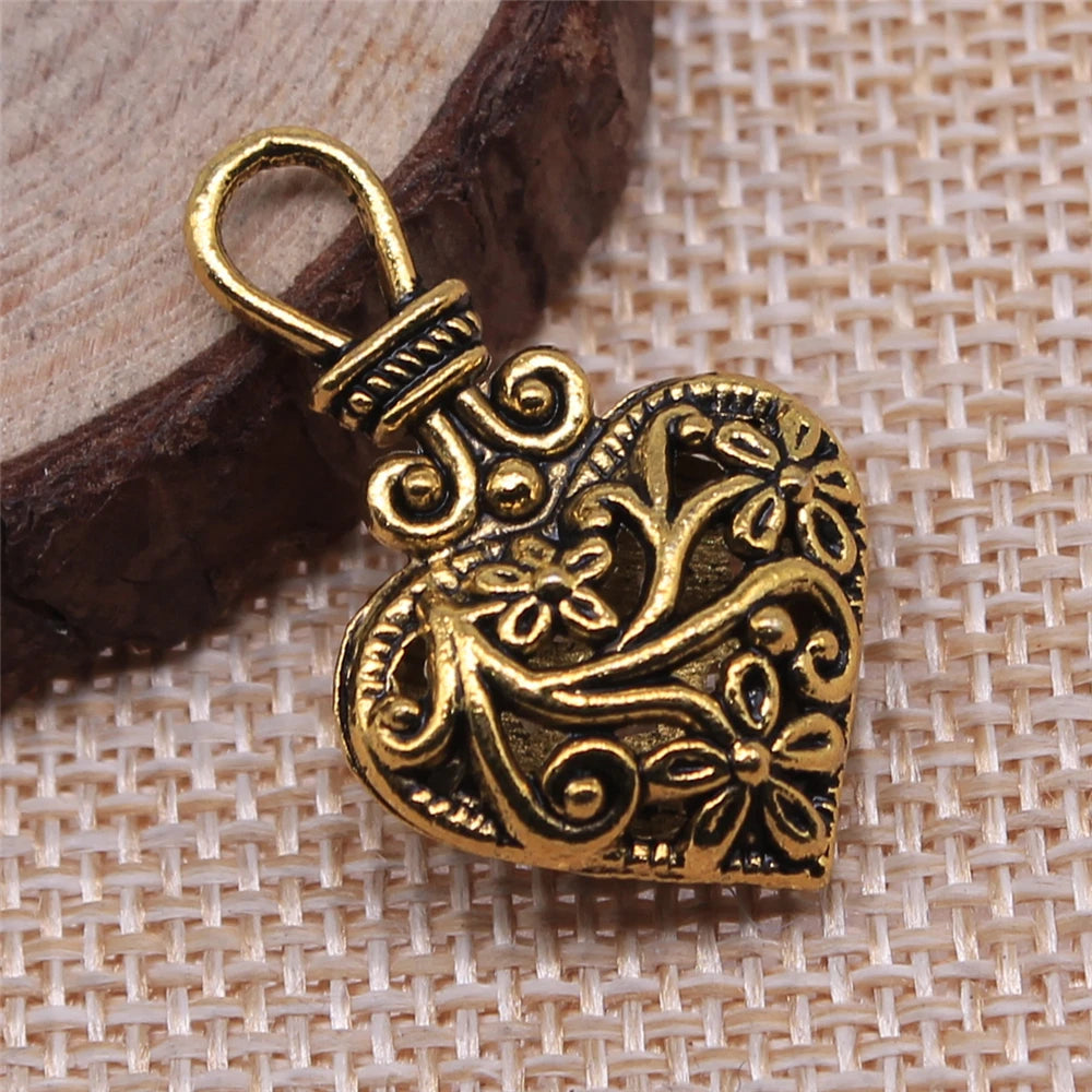3Pcs 3D Vintage Heart Charm Flower Pattern  