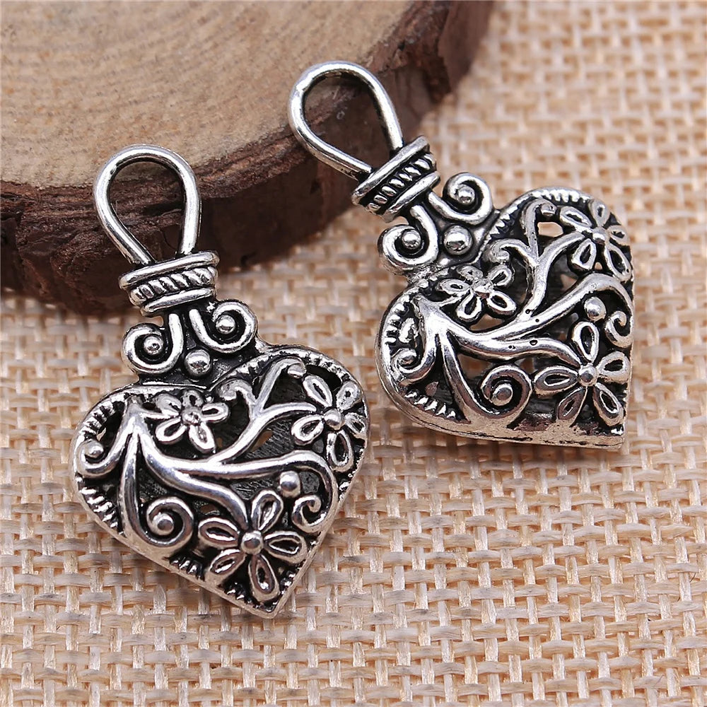 3Pcs 3D Vintage Heart Charm Flower Pattern  