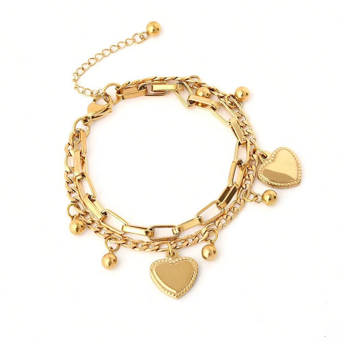 Multi Layered Steel Ball Bean Love Bracelet